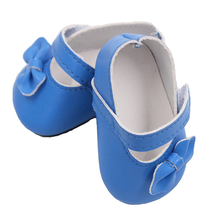 Chaussures de poupée populaires en cuir Pu avec nœud de 7 cm, pour poupées américaines de 18 pouces, convient aux poupées de 43 cm, nouveau bébé 1/3 BJD DIY, en cadeau