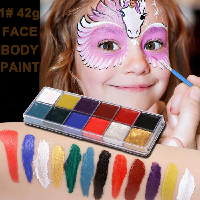 Halloween Face and Body Painting Kit - 12/20 Color Set with Brushes, Safe for Kids and Adults