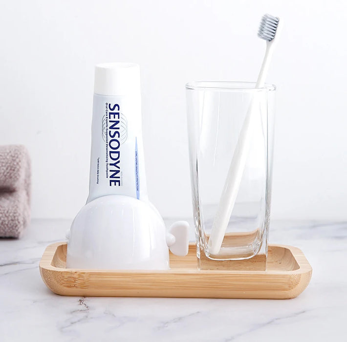 Ensemble d'accessoires de salle de bain WIKHOSTAR avec distributeur de dentifrice roulant et support de paquet