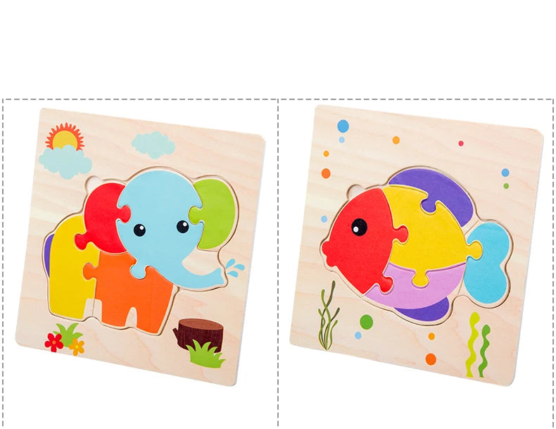 Puzzle 3D en bois pour enfants, formes Tangram, carte éducative, animaux, jouets intelligents, cadeau pour enfants