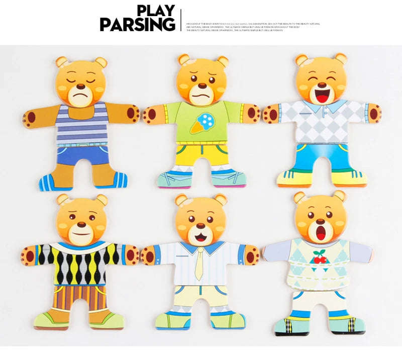 QWZ petit ours habiller les enfants éducation précoce confort Puzzle jeu habiller jeu bébé Puzzle jouets pour enfants cadeau