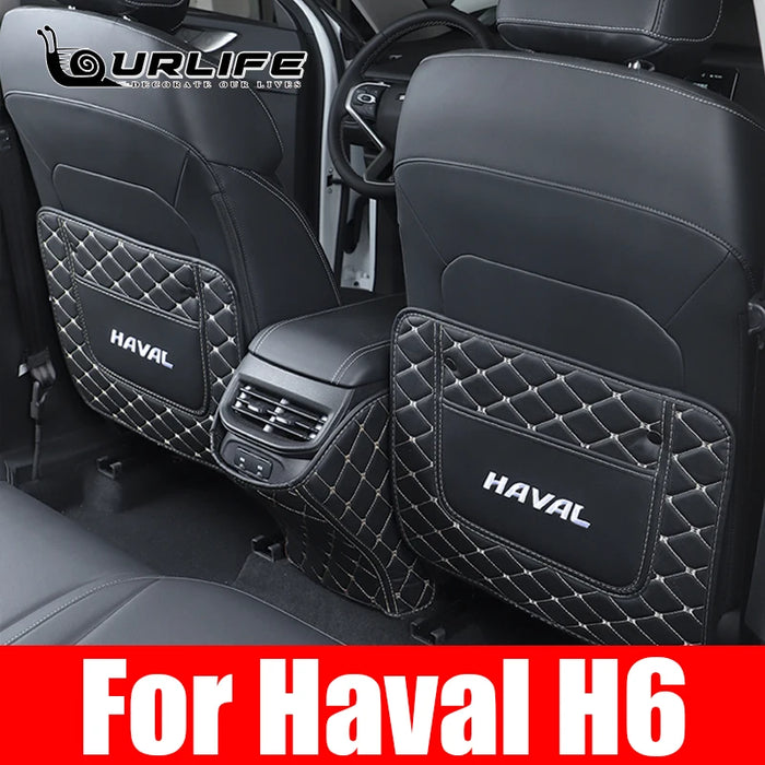 Alfombrilla antipatadas de cuero para coche, alfombrillas antipatadas, Protector trasero de asiento para Haval h6 3rd GT 2021 2022 2023, accesorios