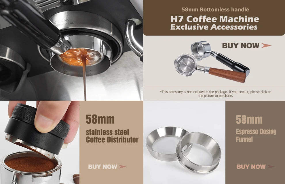 HiBREW Barista Pro 20Bar grains pour expresso, Machine à café professionnelle avec équipement complet pour café, hôtel et restaurant H7