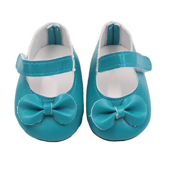 Chaussures de poupée populaires en cuir Pu avec nœud de 7 cm, pour poupées américaines de 18 pouces, convient aux poupées de 43 cm, nouveau bébé 1/3 BJD DIY, en cadeau