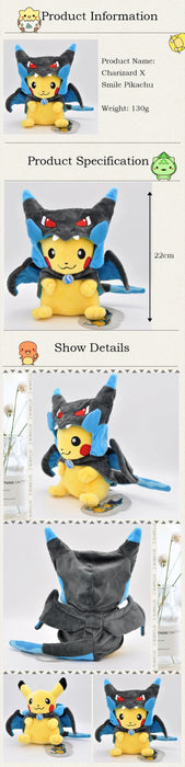 Kawaii Pokemon Cosplay Pikachu Animal relleno Charizard muñeco de peluche Tyranitar Snorlax Eevee Lapras Anime regalo para niños