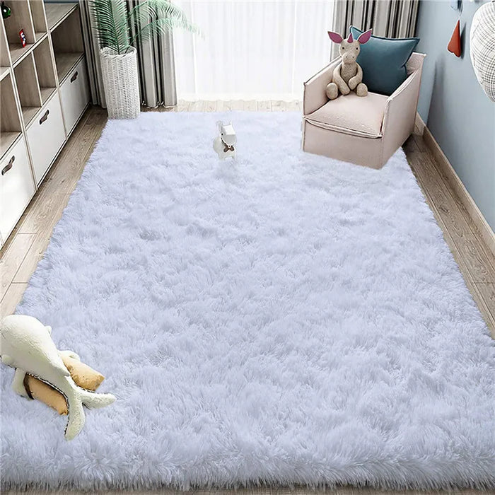 Alfombra suave y esponjosa para habitación de niños con alfombrilla antideslizante grande y peluda para uso interior moderno en sala de estar y habitación de niños