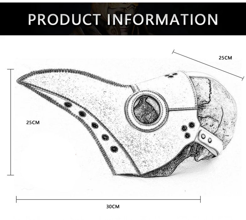 Masque de médecin de la peste des oiseaux en PU Steampunk avec long bec - Masques de cosplay rétro pour fête et carnaval, cadeaux et accessoires de Noël