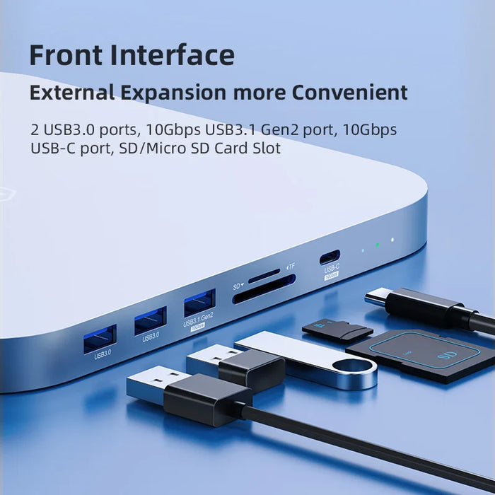 Hagibis USB-C Hub for Mac mini M1/M2 with 2.5 SATA NVME M.2 SSD HDD Case and USB-C Gen 2 DP SD/TF Docking Station