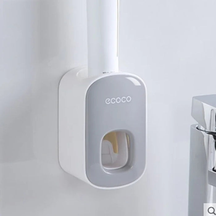 Dispensador automático de pasta de dientes de pared con portacepillos - Set de accesorios de baño