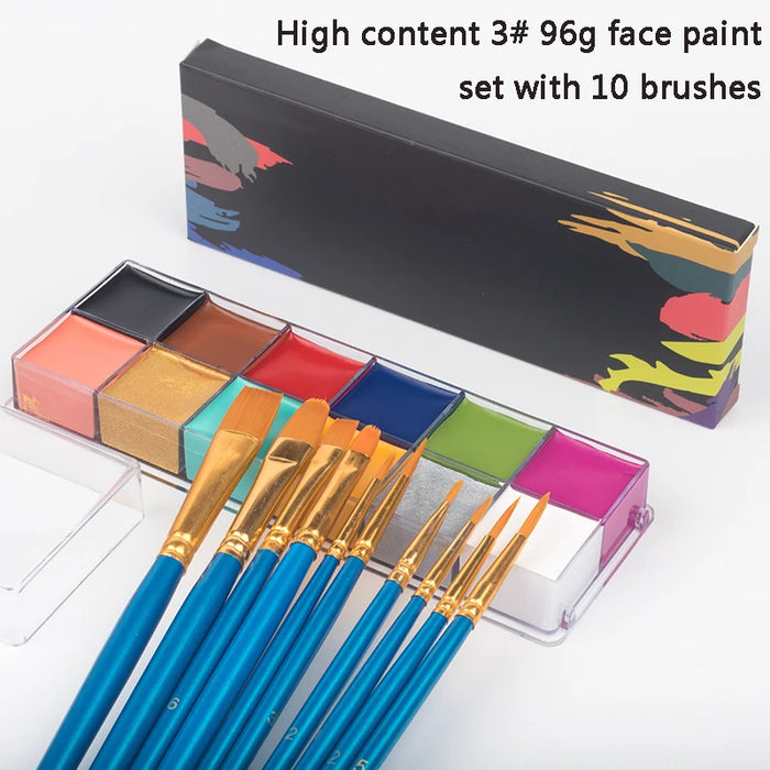 Halloween Face and Body Painting Kit - 12/20 Color Set with Brushes, Safe for Kids and Adults