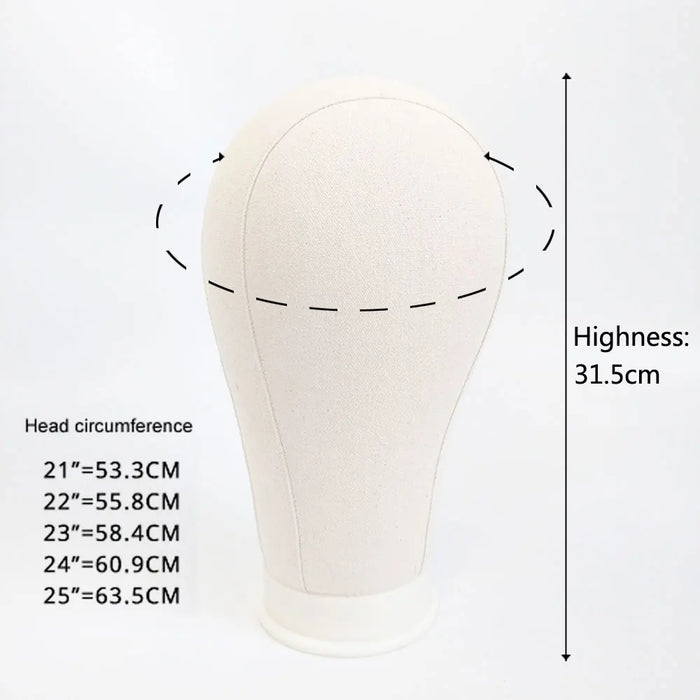 Perückenkopf und Ständer aus Segeltuch für die Frisur-Präsentation, 21-24 Zoll Mannequin-Kopf zur Herstellung von Perücken mit Kopfstütze