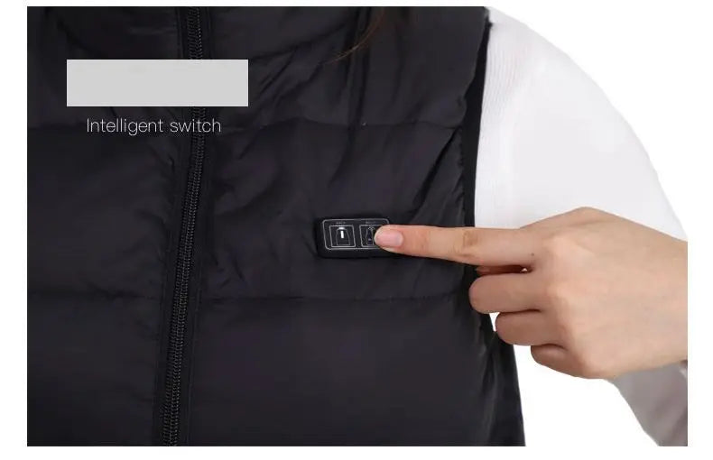 Chaleco calentado por USB con infusión de grafeno para hombres y mujeres, chaqueta eléctrica con 9 zonas de calor para actividades al aire libre y acampadas