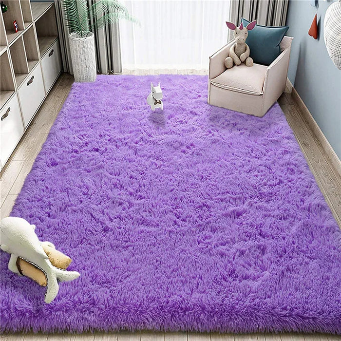 Alfombra suave y esponjosa para habitación de niños con alfombrilla antideslizante grande y peluda para uso interior moderno en sala de estar y habitación de niños