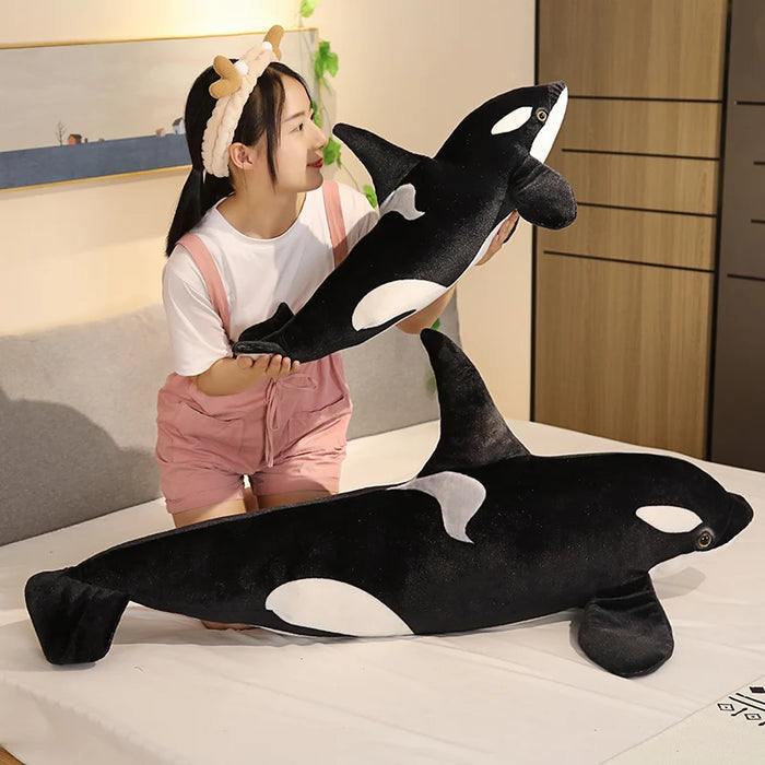 Animal de peluche de orca realista, 50-130 cm, muñeca de ballena suave para niños, regalo de cumpleaños ideal