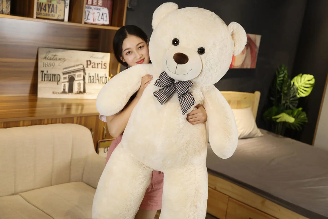 Oso de peluche gigante de 105 cm, oso de peluche blanco, rosa y marrón, almohada de abrazo súper grande, almohada de animal, regalo de cumpleaños para niños