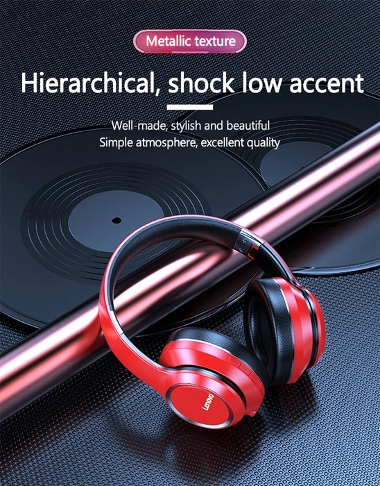 Lenovo HD200 auriculares Bluetooth sobre la oreja auriculares inalámbricos plegables con cancelación de ruido auriculares estéreo HIFI para juegos