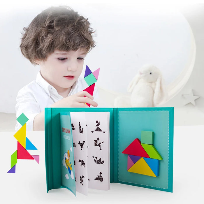 Puzzle 3D magnétique avec formes géométriques - Jeux Montessori pour enfants, jouets éducatifs en bois