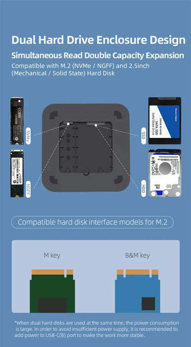 Hagibis USB-C Hub for Mac mini M1/M2 with 2.5 SATA NVME M.2 SSD HDD Case and USB-C Gen 2 DP SD/TF Docking Station