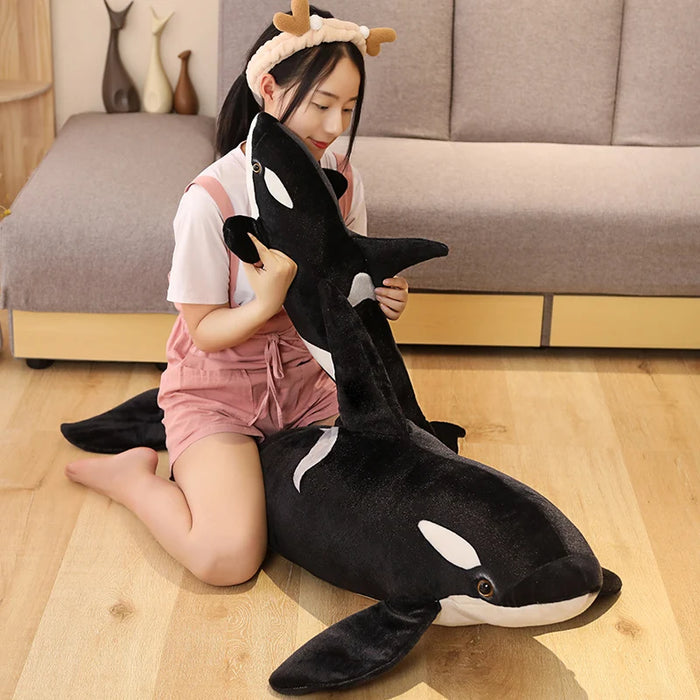 Animal de peluche de orca realista, 50-130 cm, muñeca de ballena suave para niños, regalo de cumpleaños ideal