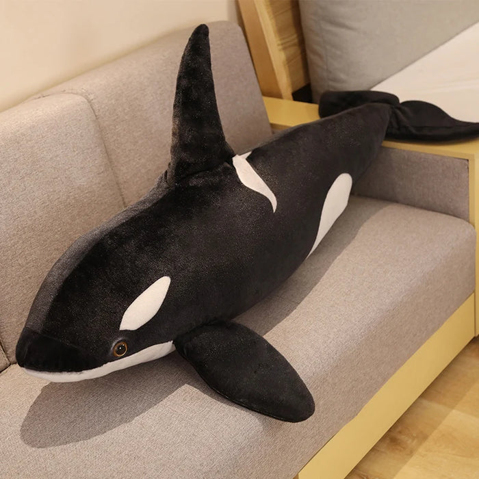 Animal de peluche de orca realista, 50-130 cm, muñeca de ballena suave para niños, regalo de cumpleaños ideal