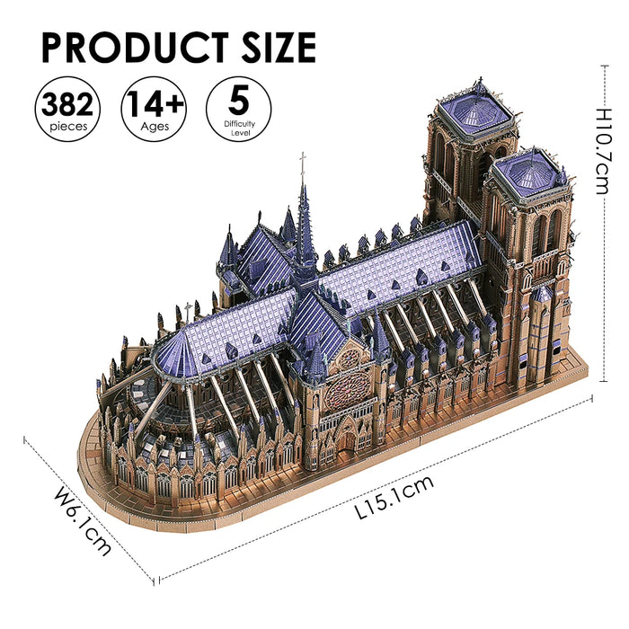 Piececool Rompecabezas de Metal 3D Modelo DIY de la Catedral de Notre Dame en Edificios de París para Adultos Regalos de cumpleaños