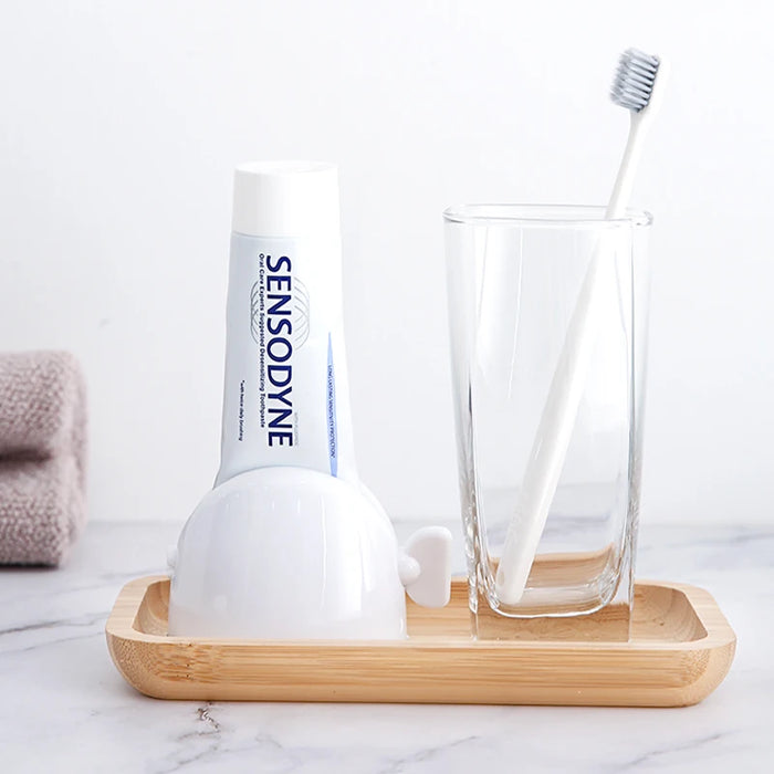 Ensemble d'accessoires de salle de bain WIKHOSTAR avec distributeur de dentifrice roulant et support de paquet