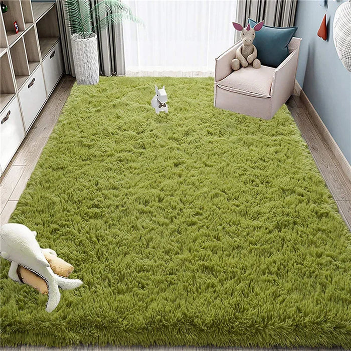 Alfombra suave y esponjosa para habitación de niños con alfombrilla antideslizante grande y peluda para uso interior moderno en sala de estar y habitación de niños