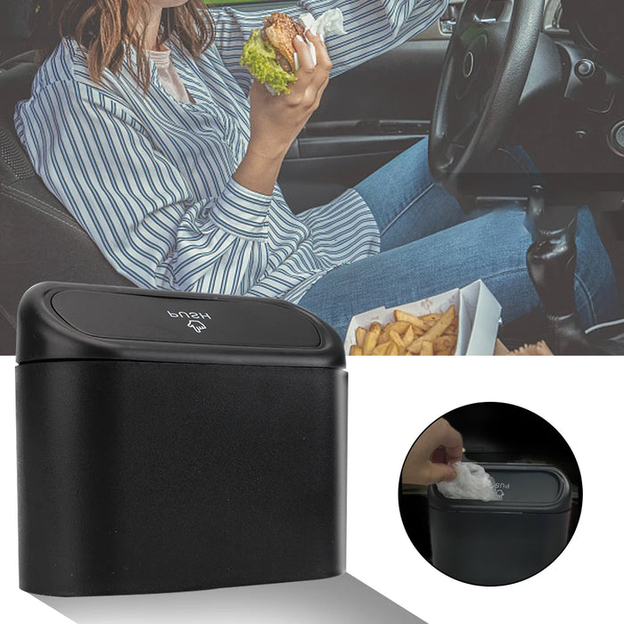 Boîte de rangement et de ferraille de voiture compacte de 1 l, conteneur à ordures poussant avec support de serrage pour porte et siège, accessoires de voiture