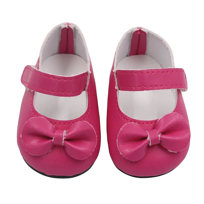 Chaussures de poupée populaires en cuir Pu avec nœud de 7 cm, pour poupées américaines de 18 pouces, convient aux poupées de 43 cm, nouveau bébé 1/3 BJD DIY, en cadeau