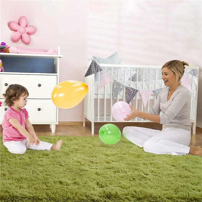 Alfombra suave y esponjosa para habitación de niños con alfombrilla antideslizante grande y peluda para uso interior moderno en sala de estar y habitación de niños