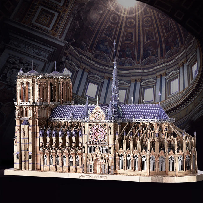 Piececool Rompecabezas de Metal 3D Modelo DIY de la Catedral de Notre Dame en Edificios de París para Adultos Regalos de cumpleaños