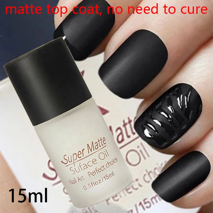 Esmalte de gel UV Soak Off de 12 ml: capa superior y base con acabado brillante y mate, sin limpiar, perfecto para manicura y uñas semipermanentes