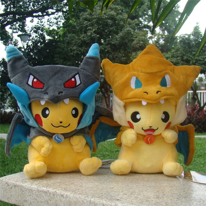 Kawaii Pokemon Cosplay Pikachu Animal relleno Charizard muñeco de peluche Tyranitar Snorlax Eevee Lapras Anime regalo para niños