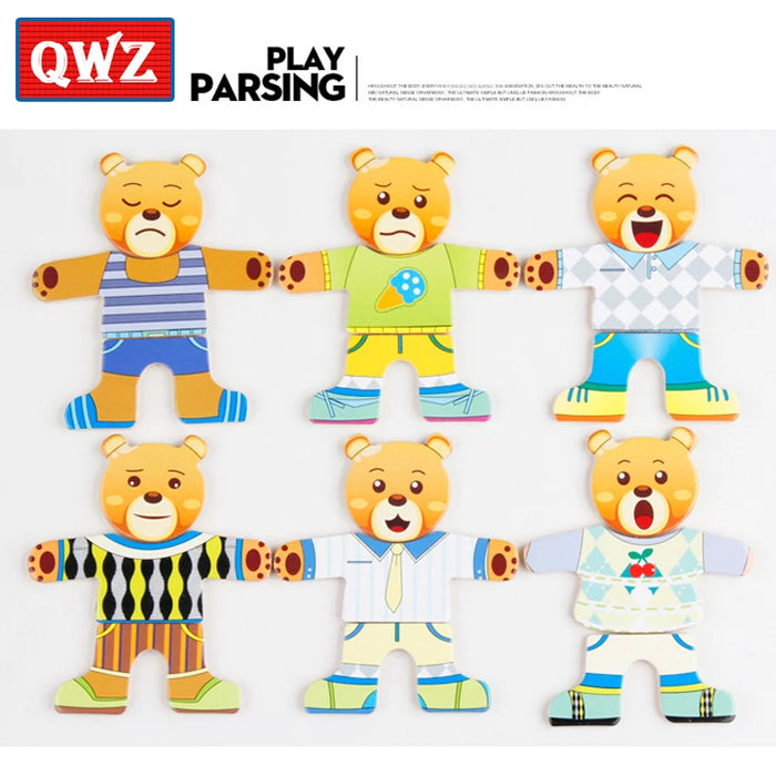 QWZ petit ours habiller les enfants éducation précoce confort Puzzle jeu habiller jeu bébé Puzzle jouets pour enfants cadeau