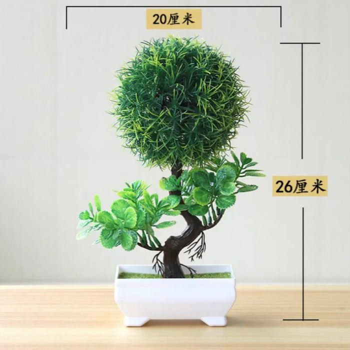 Ny Grön Konstgjord Bonsai - Liten Potted Växt för Hem, Kontor och Festdekorationer