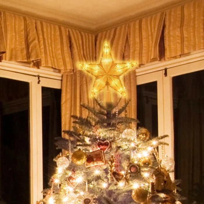 Étoile transparente à cinq branches LED pour décoration d'arbre de noël, 15/19CM, ornement de noël pour la maison 2023