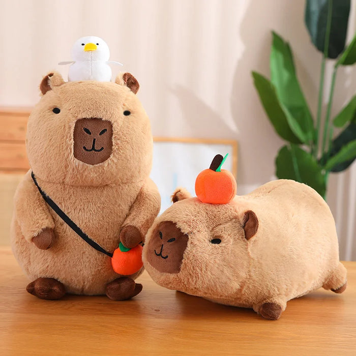 Sombrero de fresa Capybara, juguete de peluche, mochila de tortuga de simulación, Animal de peluche de Capybara, colgante de tamaño pequeño