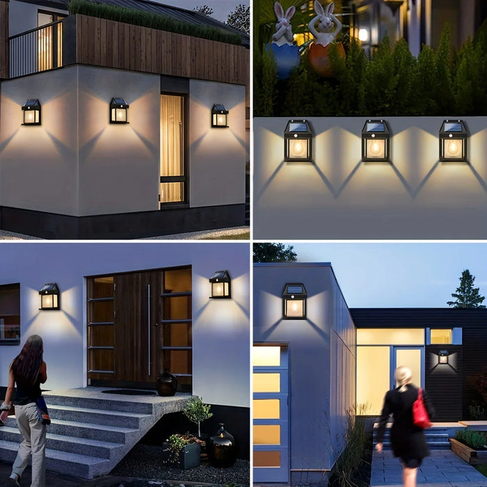 Luz Solar de pared de tungsteno para exteriores con Sensor de movimiento, luz LED de seguridad impermeable IP65 para Patio, cubierta exterior, porche, granero y garaje