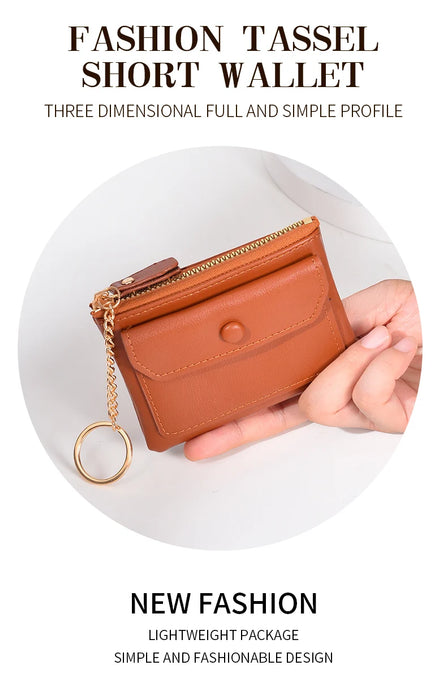 Elegante Mini Cartera en Piel Sintética para Mujer con Cremallera, Monedero y Tarjetero