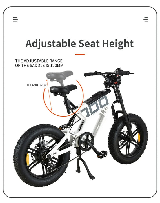 Neues T01 Elektrofahrrad 20 Zoll 1000 W für Erwachsene – Elektrofahrrad mit abnehmbarer 48 V 13 Ah Batterie und doppeltem Stoßdämpfer