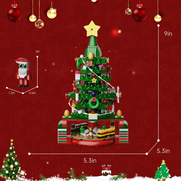 Juego de bloques de construcción de árbol de Navidad, calendario de Adviento con luz LED, juguete de construcción de Papá Noel para regalo de niños