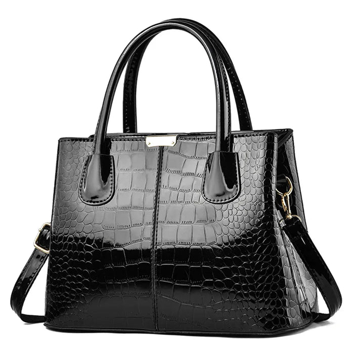 Elegant Women's PU Leather Alligator Print Shoulder Crossbody Handbag - Large Capacity Luxury Tote Bag