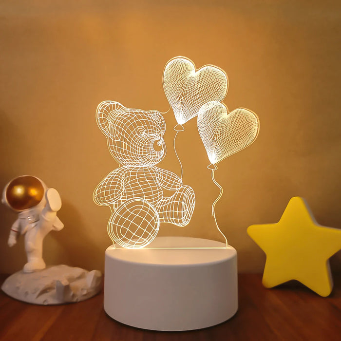 Lámpara de noche LED Sololander Creative 3D Illusions - Lámpara de mesa única para decoración del hogar con pantalla acrílica