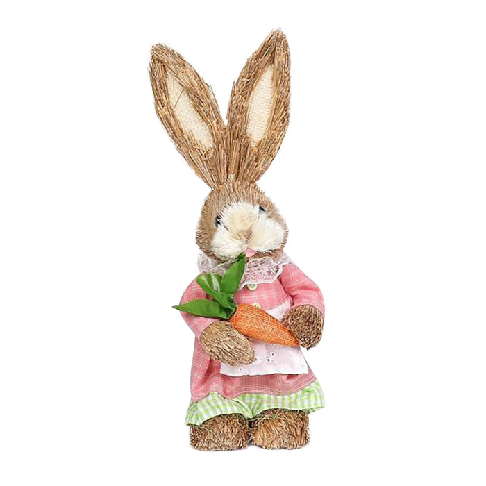 Décoration de Pâques 2024 - Lapin houblonné créatif dans un sac en paille pour la maison et le jardin