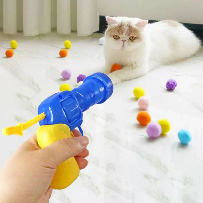 Pistolet à balle en peluche pour chat pour soulager la dépression - Jouet pour chat silencieux et en microfibre avec effet collant statique