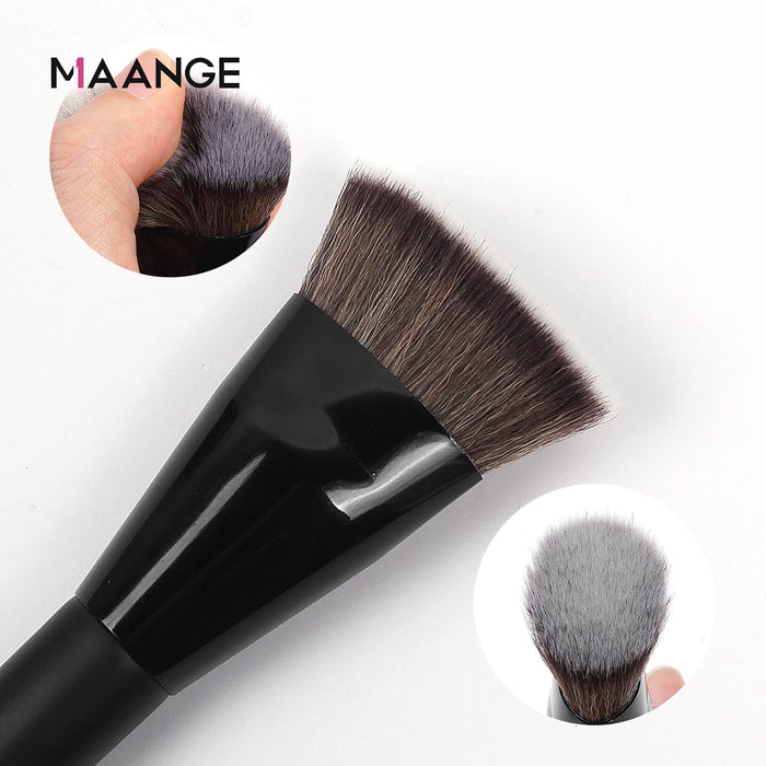 MAANGE Pinceau de fond de teint à tête plate à tube rond et simple avec boîte – Pinceau de maquillage pour poudre, fard à joues et anti-cernes, outil de maquillage respectueux de la peau