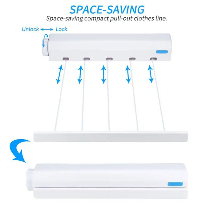 Wall Mounted Automatic Telescopic Clothesline - Retractable Indoor Washing Line with 4/5 Lines, Ideal for Drying Clothes and Towels