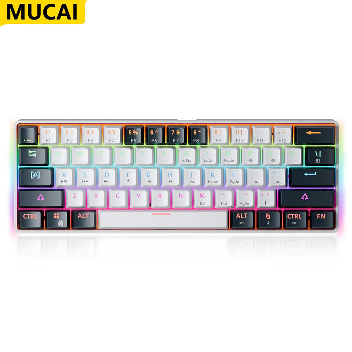 MUCAI MK61 USB Gaming Teclado mecánico interruptor rojo iluminación RGB intercambiable en caliente 61 teclas Cable desmontable