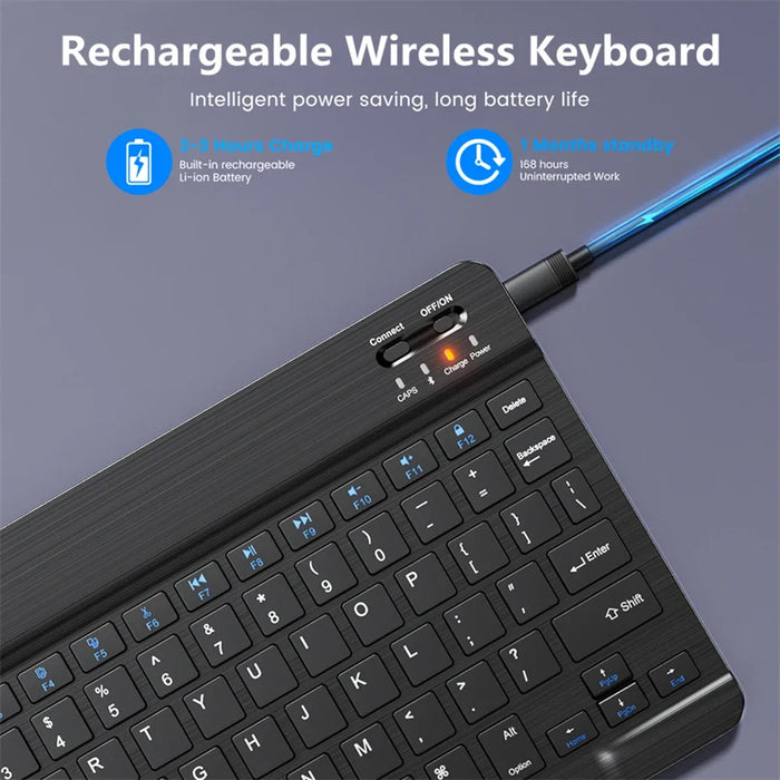 Kit de teclado y teclado inalámbrico portátil de 10 pulgadas para tabletas iPad, Samsung y Lenovo, compatible con español, ruso, árabe y coreano.