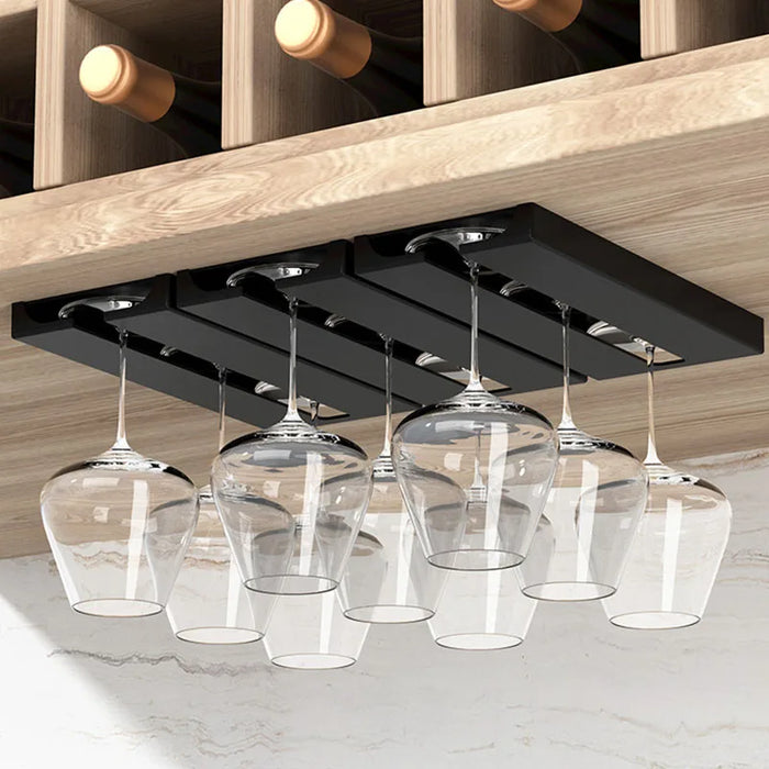 Estante para copas de vino para bar - Sin taladrar, estante para tazas para cocina y restaurante, colgador invertido para copas de vino tinto